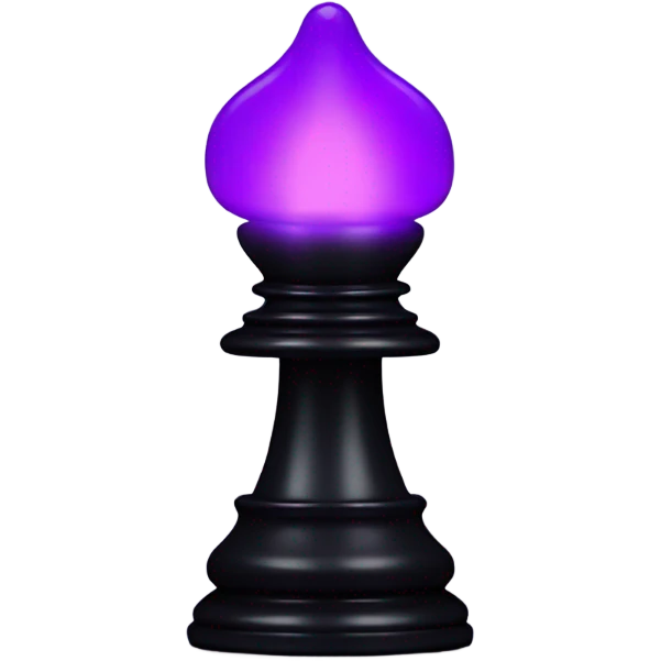 a glowing black chess pawn, purple emoji