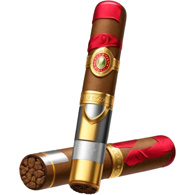 A luxury cigar emoji made of silver chrome, smooth metallic texture, minimal shape, glossy reflections, rich swag aesthetic, iOS emoji style, centered, clean white background emoji