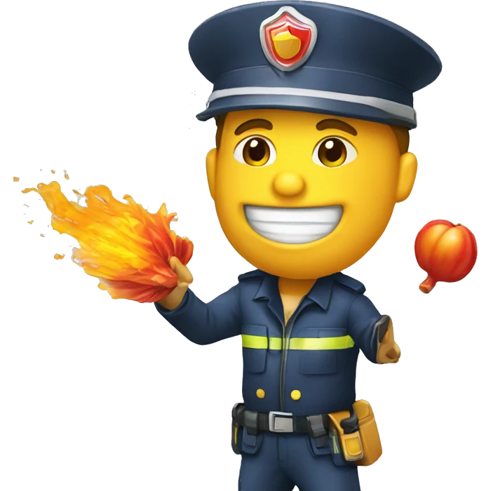 Pompier en train de faire des pompes emoji