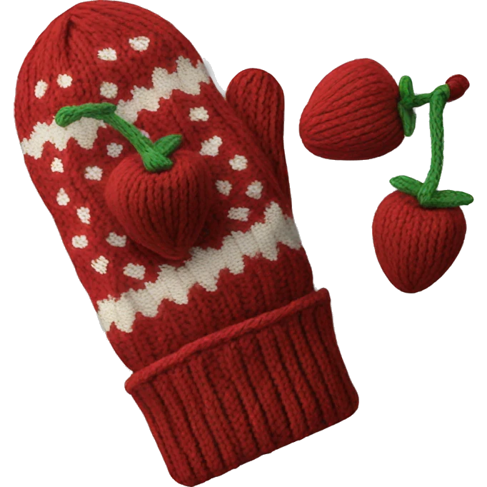 Knitted mittens with cherry design emoji
