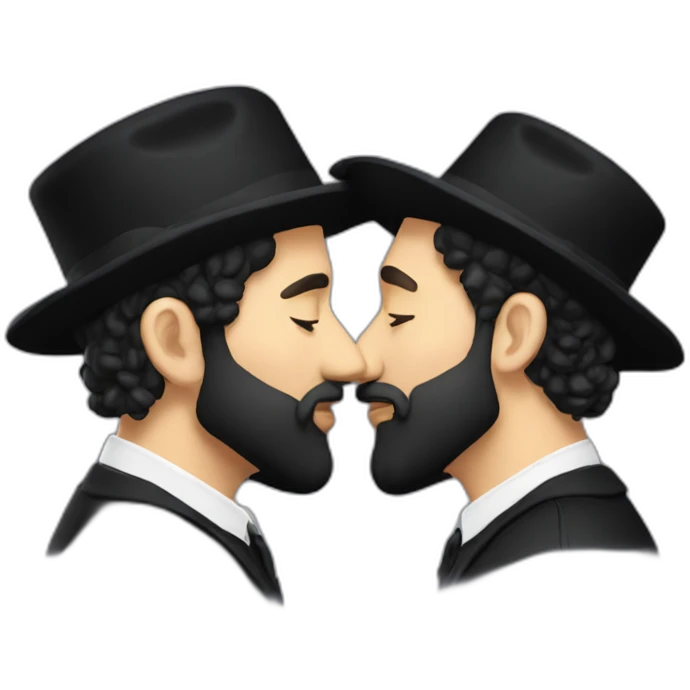 two Orthodox Jews kissing each other emoji