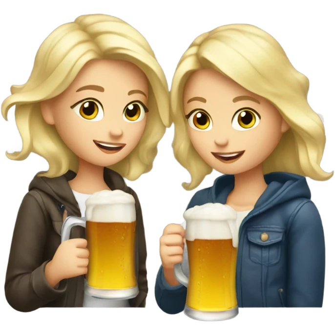 To blonde girls drinking beer  emoji