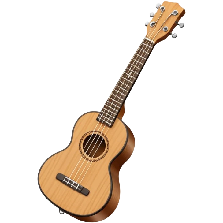 Minimalistic flat vector icon, iOS style, thin black contour on white background. Small ukulele guitar with four strings. Clean, no text, no shadows emoji