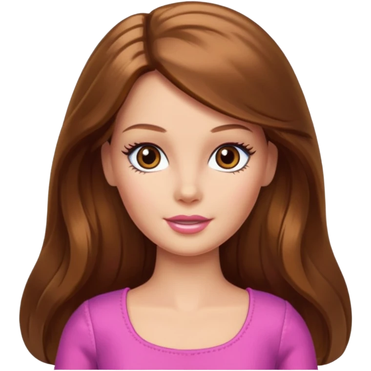 Barbie long brown hair hazel eyes  emoji