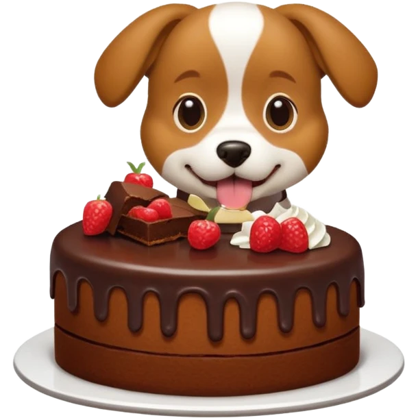 a dog eating a chocolate cake emoji