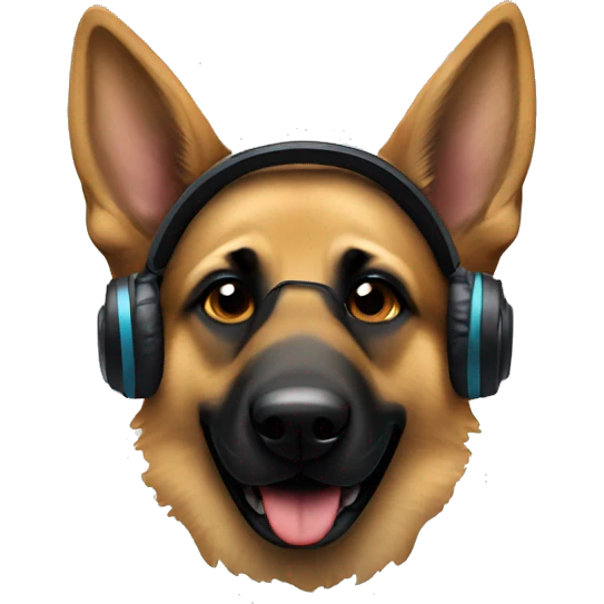 German Shepard with gaming headset emoji