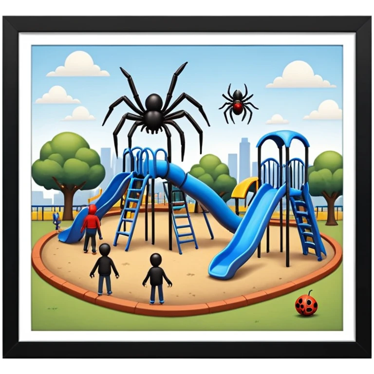 Playground giant people with tiny spider emoji