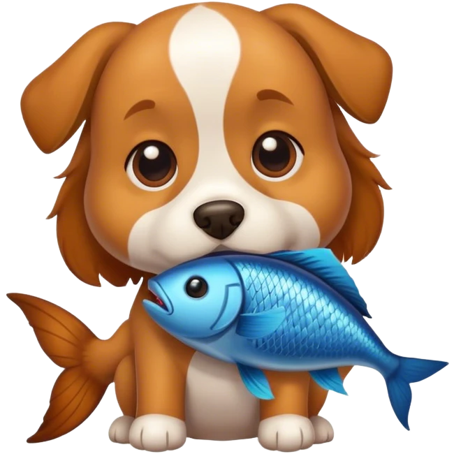 dog with fish  emoji