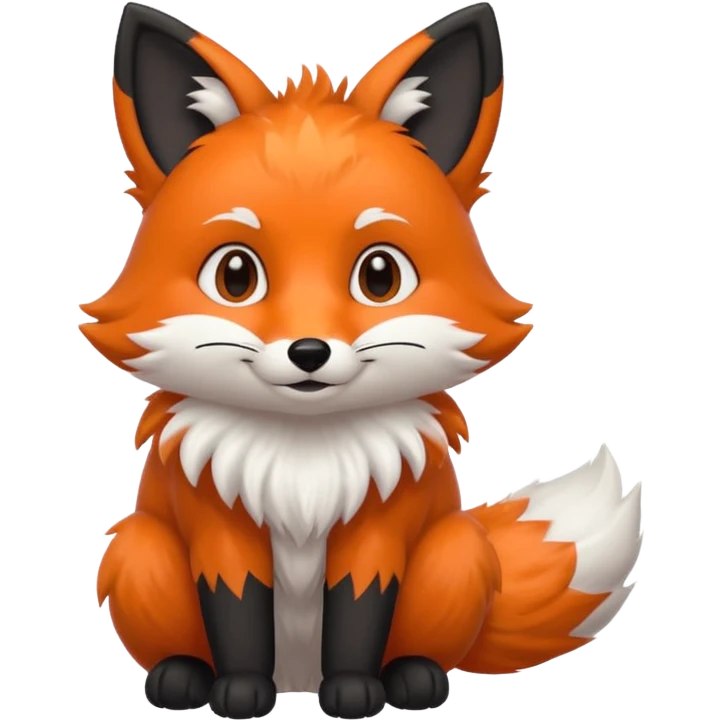 Floofy the Creampuff fox blackish gray fur color chubby Black paws orange color 3 tails emoji