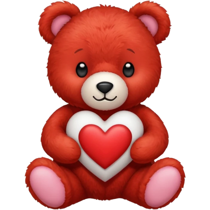 red teddy bear holding a heart saying “te amo” emoji