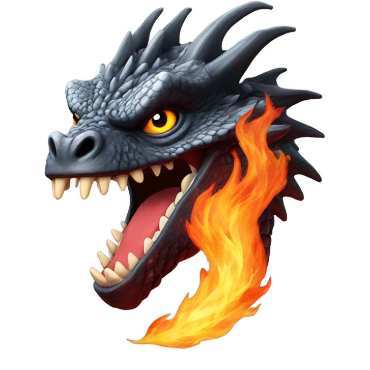 Head of Drogon spit with fire emoji