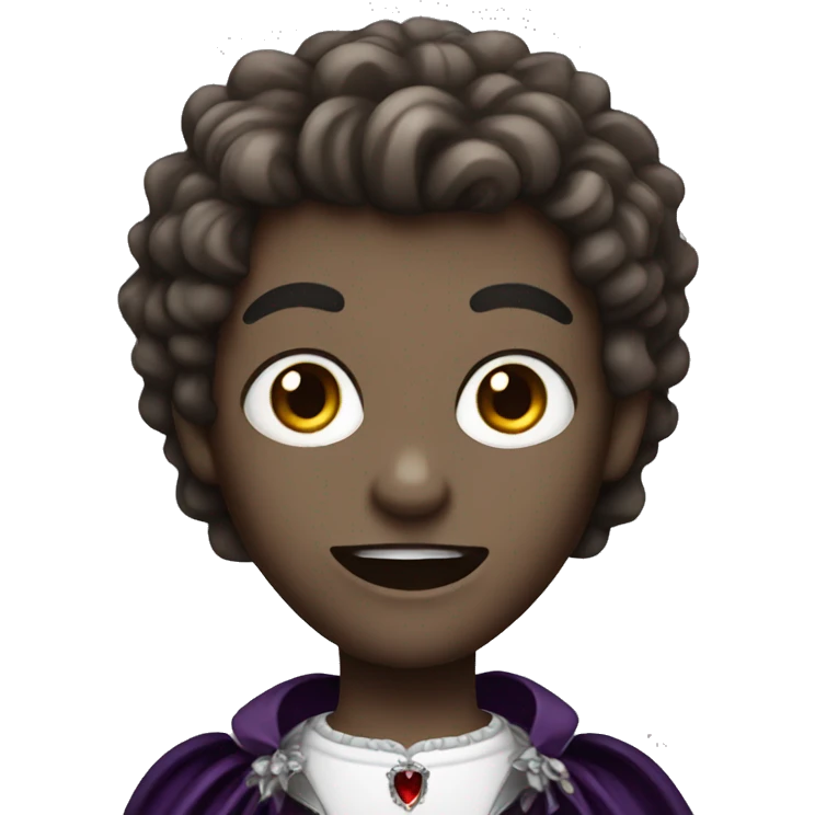 vampire with brown hair and silver sparkly skin emoji