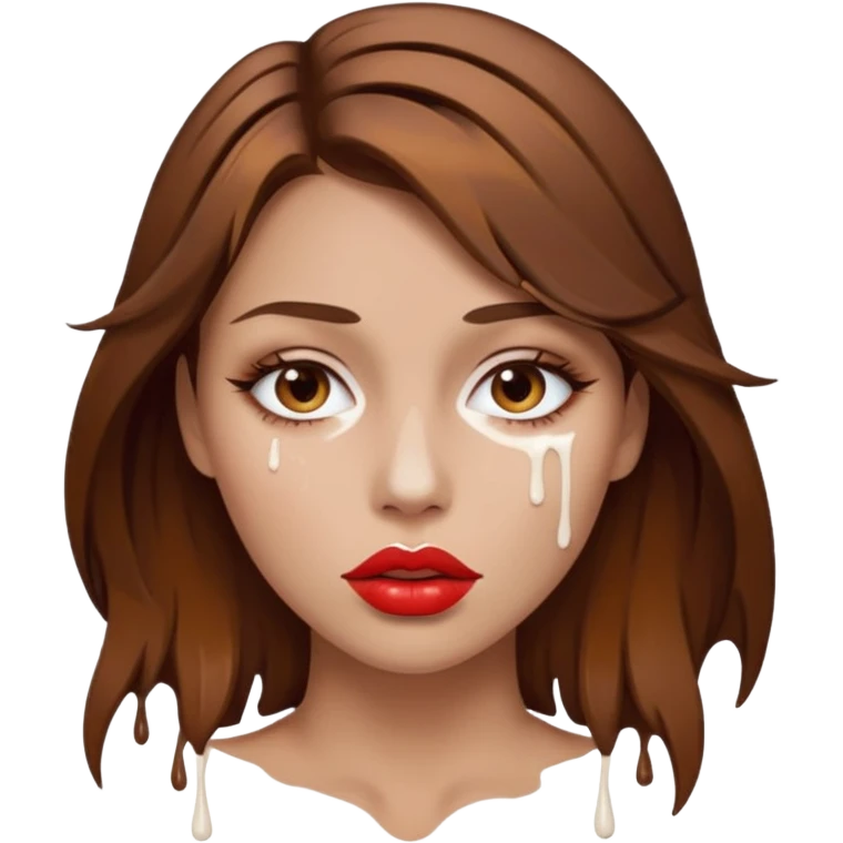 Brown Hair, Woman, white paint drip, face, hot, Sexy, lips emoji