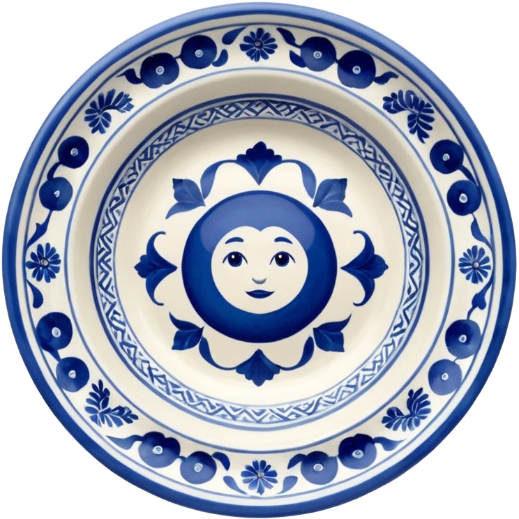 a dish with world pattern emoji