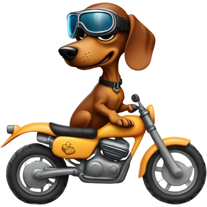 Dachshund riding a dirt bike emoji