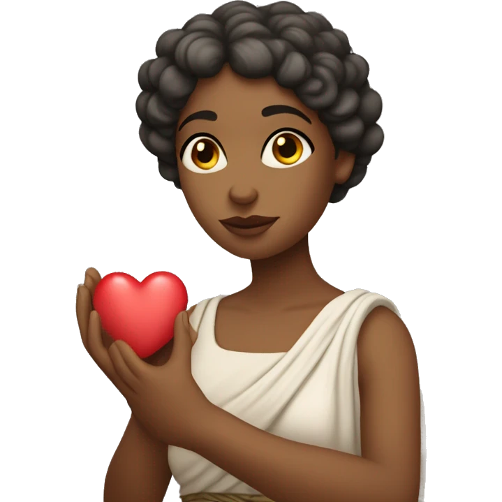Greek Sappho holds a heart in her hand emoji