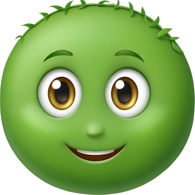 cut pea character. perfect circle. big eyes. smiling emoji