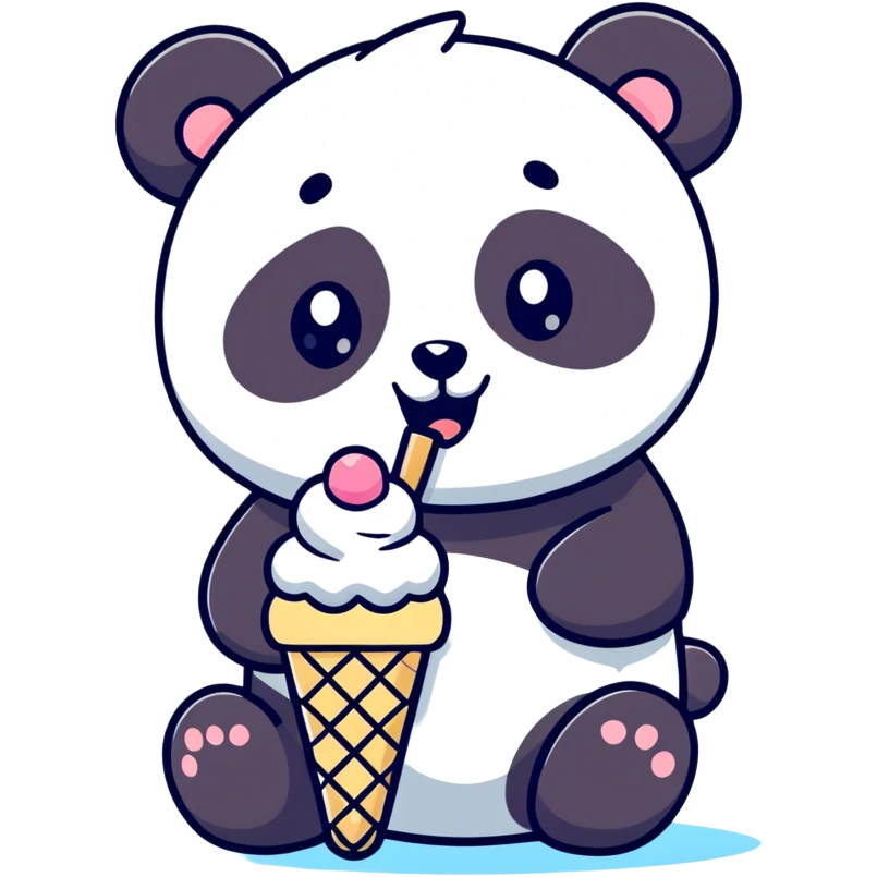 Panda eating ice cream emoji
