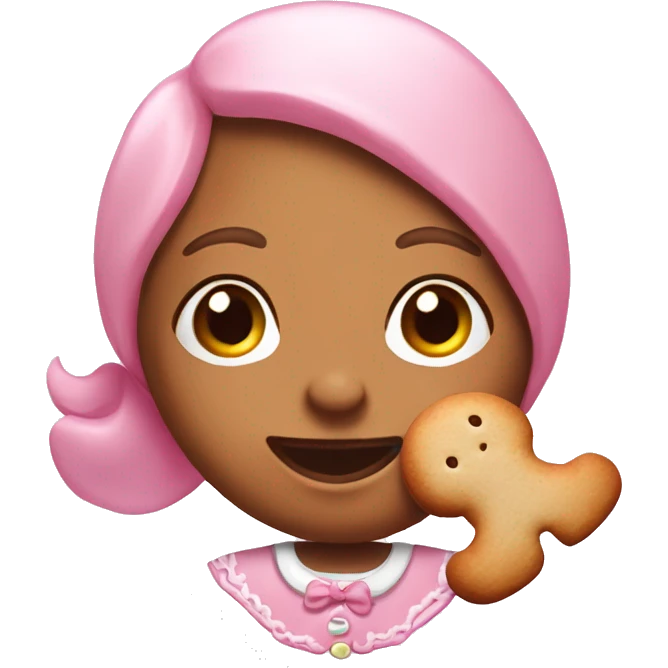 pastel pink gingerbread girl realistic with light bread  emoji