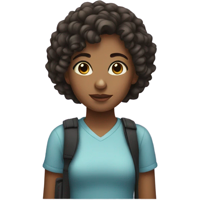 Girl, curly short hair, black eyes emoji