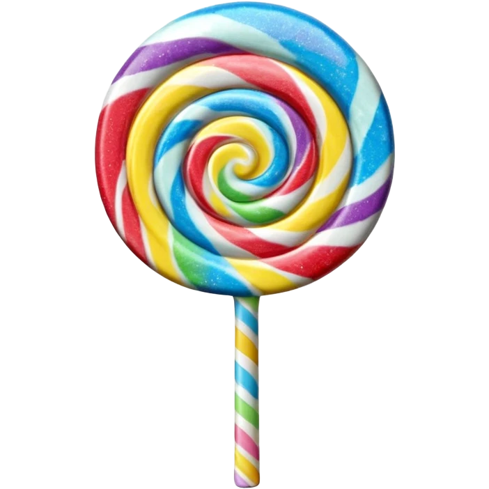3D render of Lollipop Tree, made entirely of dessert materials, glistening sugar crystal texture, swirled rainbow hard candy top on a white stick, delicious confectionery aesthetic, Apple emoji style, isolated on white background --v 6.0. emoji
