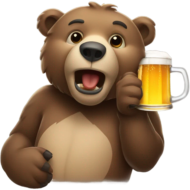 Bear drinking a beer emoji