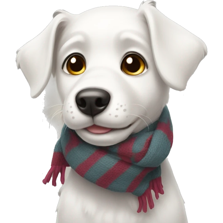 A cute White dog with a scarf emoji