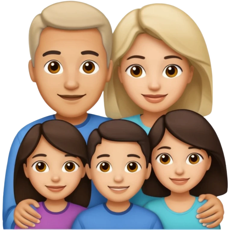 Light skin Hispanic family of 6 mom, dad, two 20 yr old daughters, 20 year old son, and 10 year old daughter emoji
