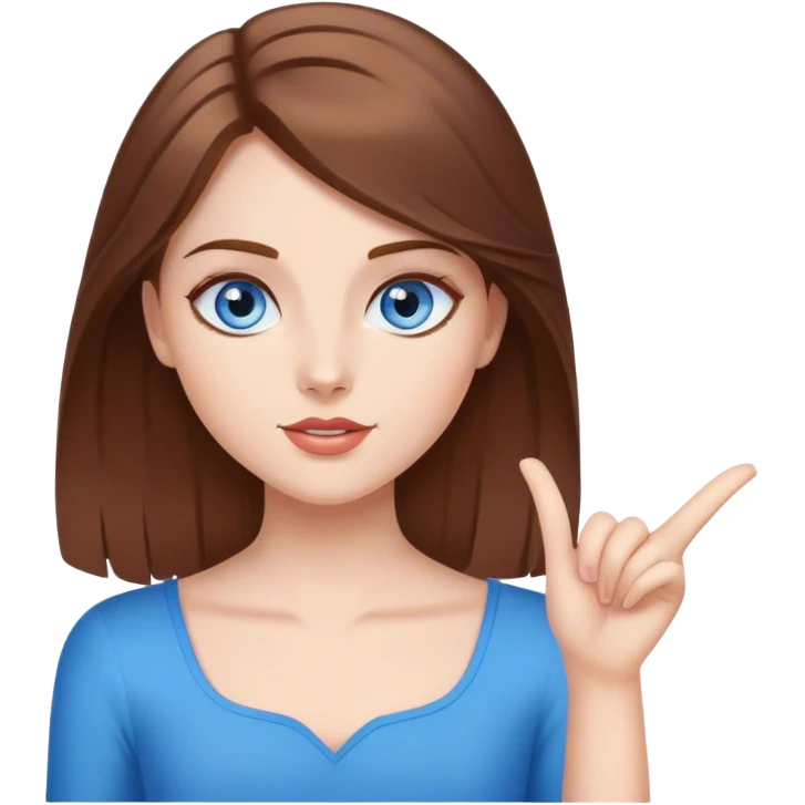 White girl brown hair blue eyes, telling facts , speaking and looking like a diva pose emoji