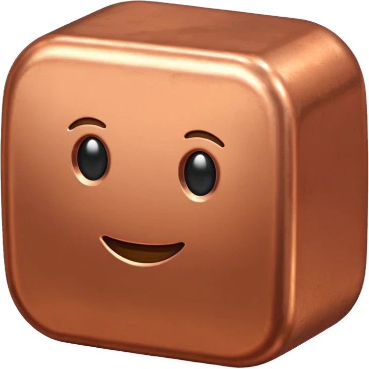 Create an Android-style emoji of a copper ingot. Make it simple, flat, and cartoon-like with solid copper colors, no shine, no reflections, and no realistic metallic effects. Keep the shapes clean and rounded in the style of modern Android emojis.
 emoji