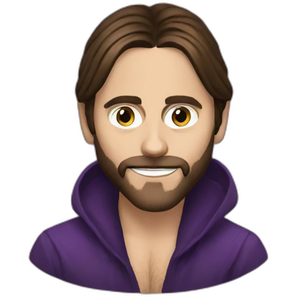Jared Leto with face like eggplant emoji