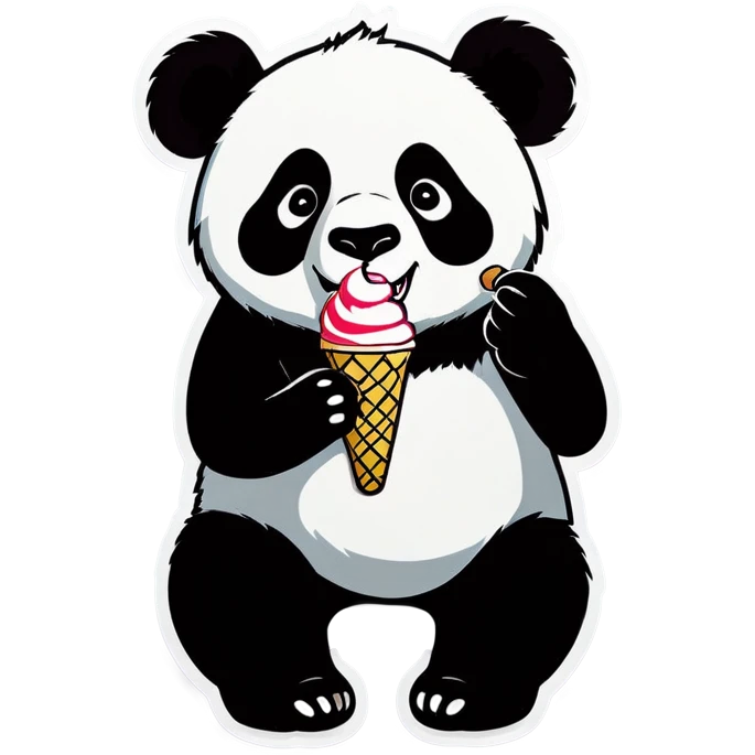 Panda eating ice cream emoji