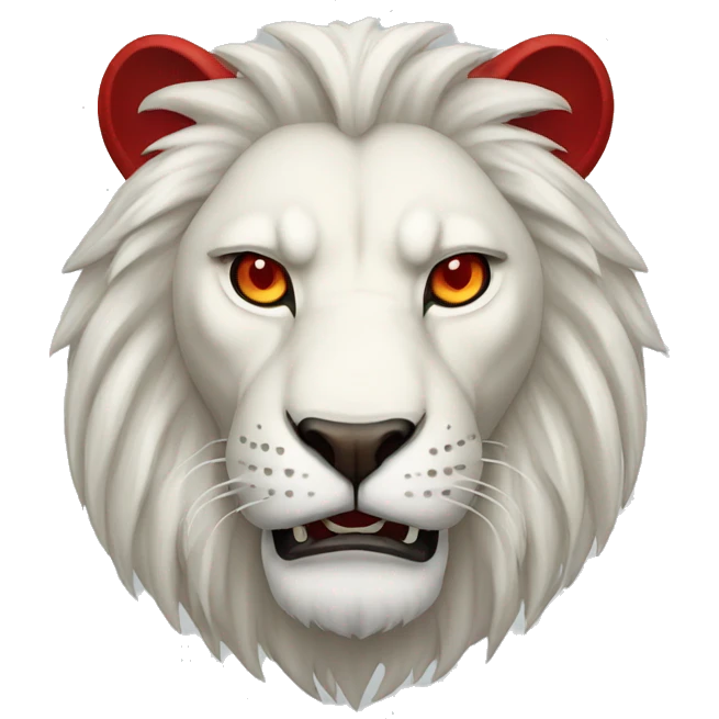 Angry white lion with red eyes emoji