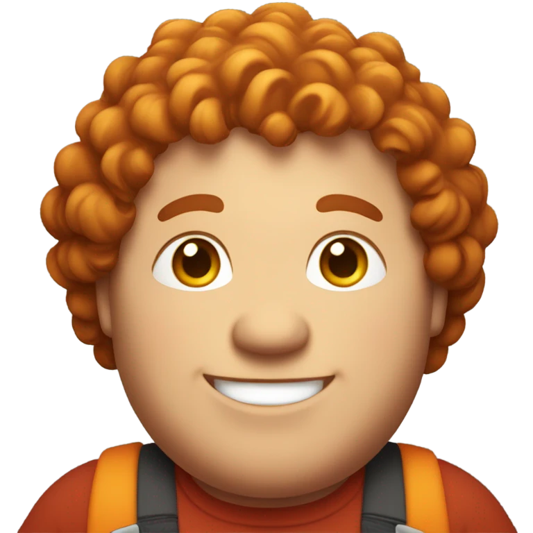 Redish poor curly hair guy chubby smiling emoji
