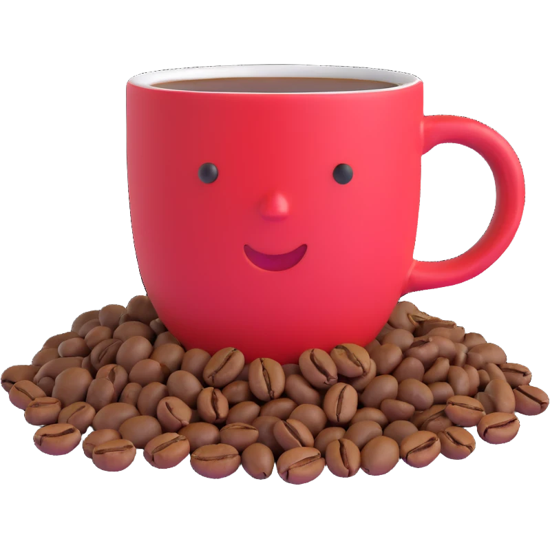 coffee mug with coffee beans emoji