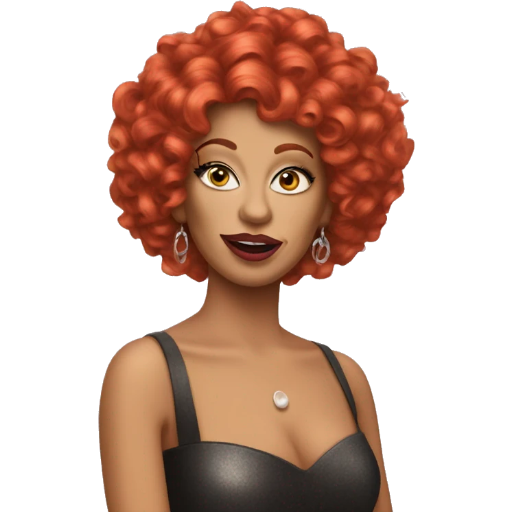 Curly red head singer in drag makeup emoji
