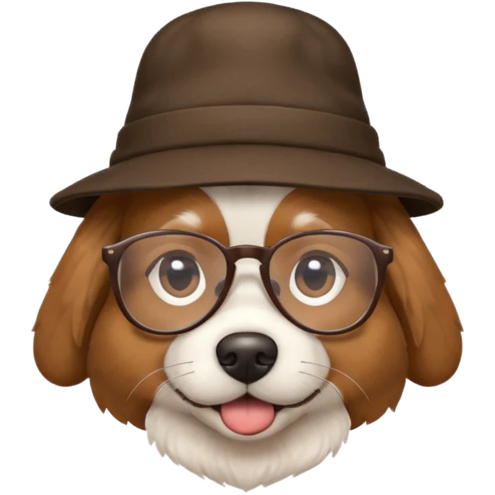 hatted dog with glasses  emoji