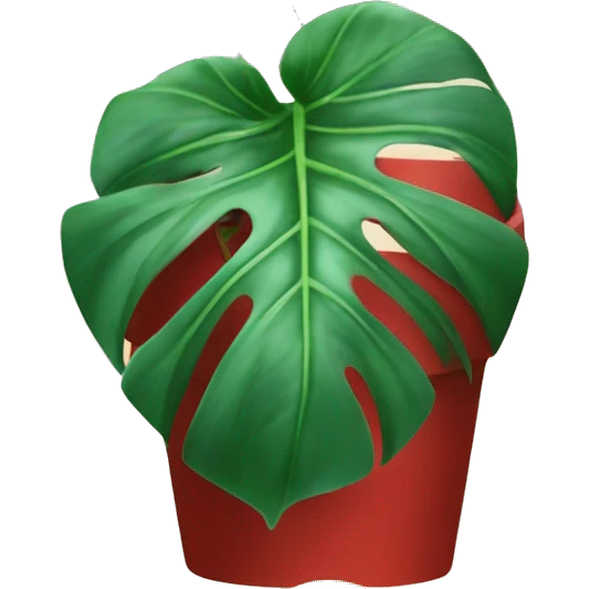 green and white monstera in red pot emoji