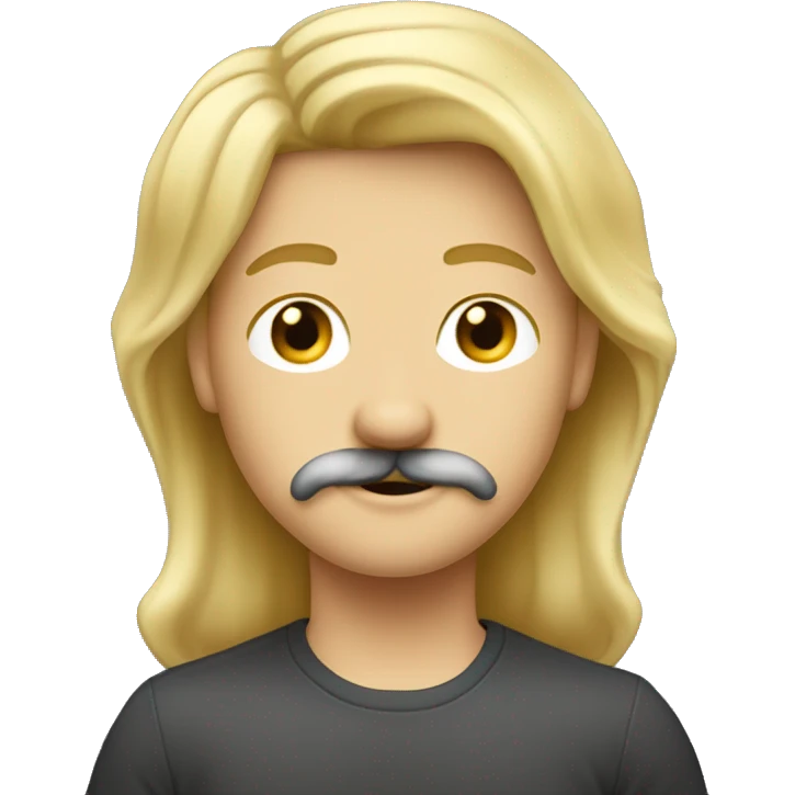 Garçon cheveux long blond avec une moustache très fine  emoji