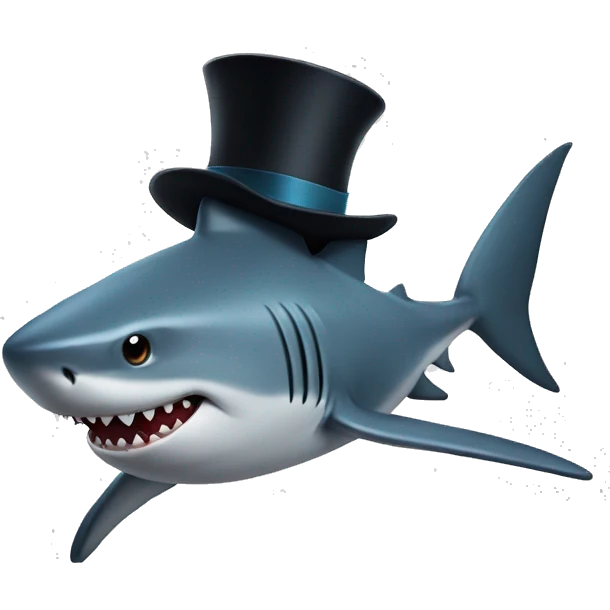 Shark wwith tophat emoji