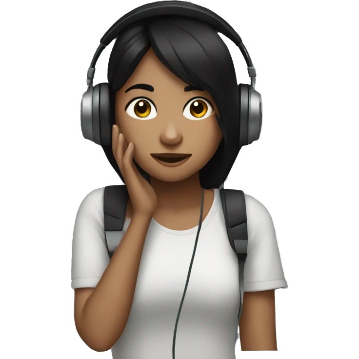 Dark hair girl listening to music  emoji
