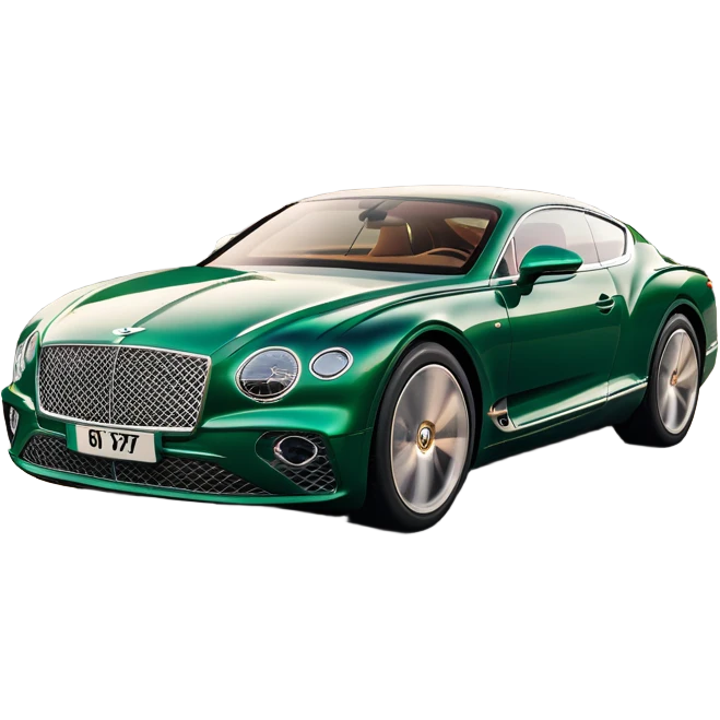 Bentley Continental GT (2022) – cinematic-realistic Bentley Continental GT, its deep emerald green paint reflecting the golden hour sunlight as it cruises along a coastal highway. The roar of its W12 engine builds as it accelerates, the plush leather interior offering an unmatched blend of luxury and performance. emoji