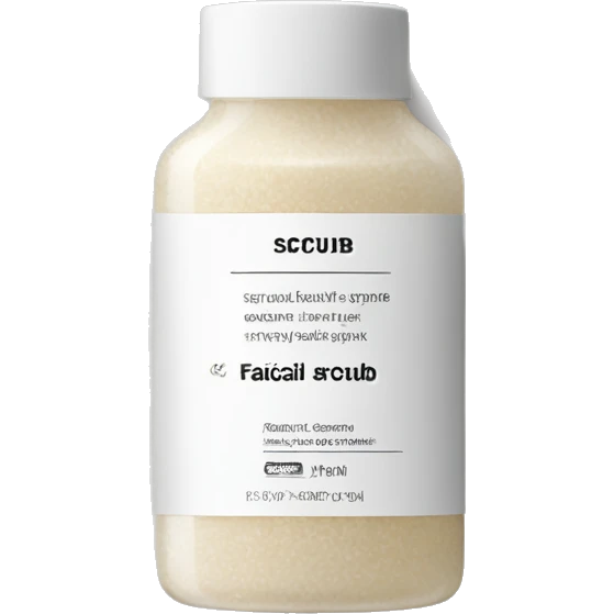 facial scrub bottle with label emoji