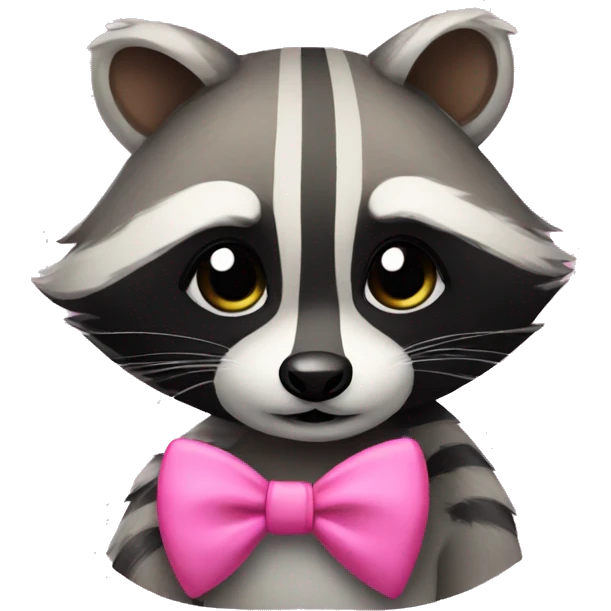 Raccoon with a pink bow emoji