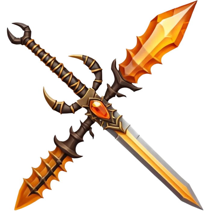 desert dagger object icon, scorpion-shaped guard, glowing amber gem in handle, tribal desert carvings, fantasy style, 3D cartoon, mobile game icon style, centered, clean background, no text, no watermark
 emoji
