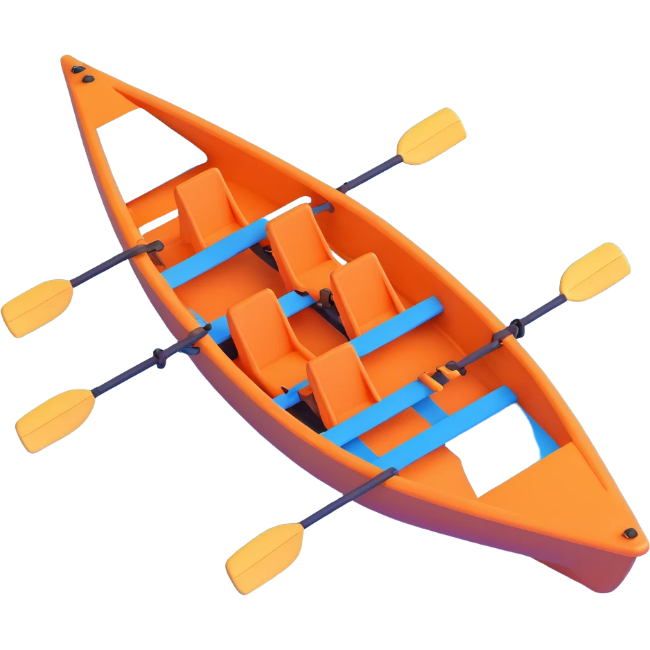 blue four-person Olympic rowing boat, top view emoji