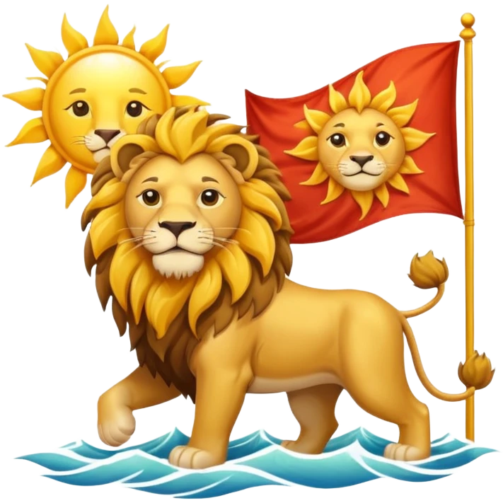 ببین شیر وسطه خورشیدم پشتشهایموجی پرچم شیر و خورشید emoji