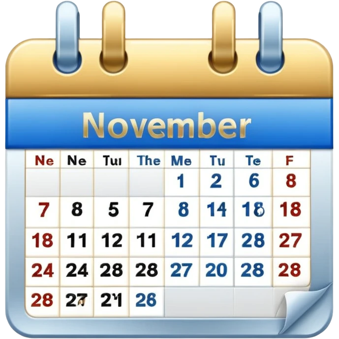 no generate an ios style background free calender icon, blue and gold and white with the date 22 november highlited emoji