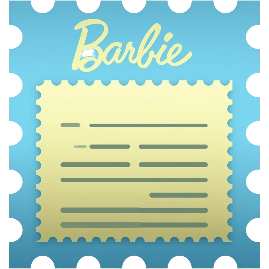 blue yellow ApReceipt / bill inspired by Barbie colour pallete emoji