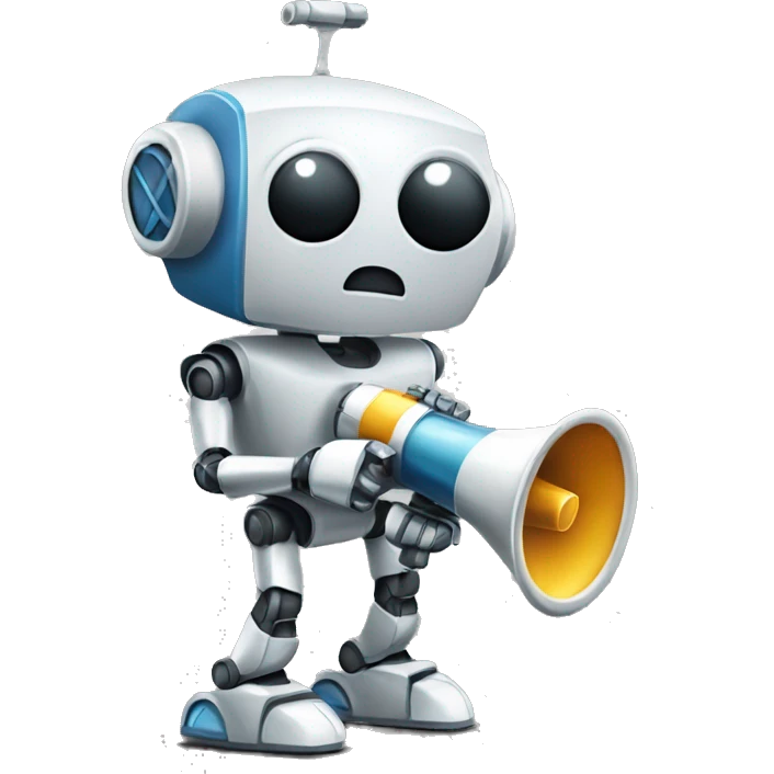 robot holding a megaphone emoji